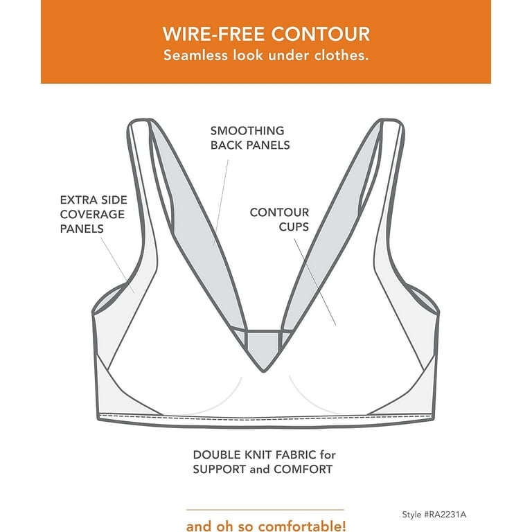 Buy Warner's Women's No Side Effects Wirefree Backsmoothing Contour Easy  Size Bra, Black, L at