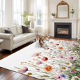 thumbnail image 2 of Light Pink Area&nbsp;Rug 6x9ft Floral Rustic Wildflower Leaf Spring Blossom Non-Slip&nbsp;Washable Square&nbsp;Rugs Soft Felt Indoor Floor Mat for Bedroom Kitchen Living Room Bathroom, 2 of 9