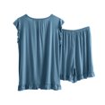 thumbnail image 6 of BLVB Pajama Sets for Women Summer Crewneck Ruffle Sleeveless Tops and Shorts 2 Piece Outfits Sleepwear Plus Size, 6 of 9