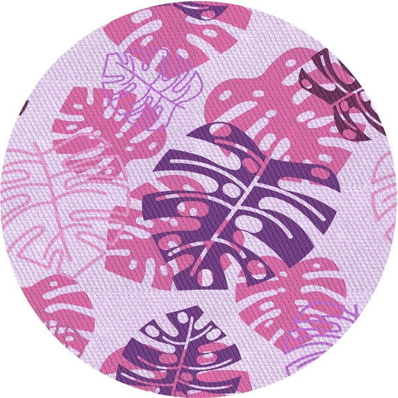Ahgly Company Indoor Round Patterned Blossom Pink Area Rugs, 4' Round
