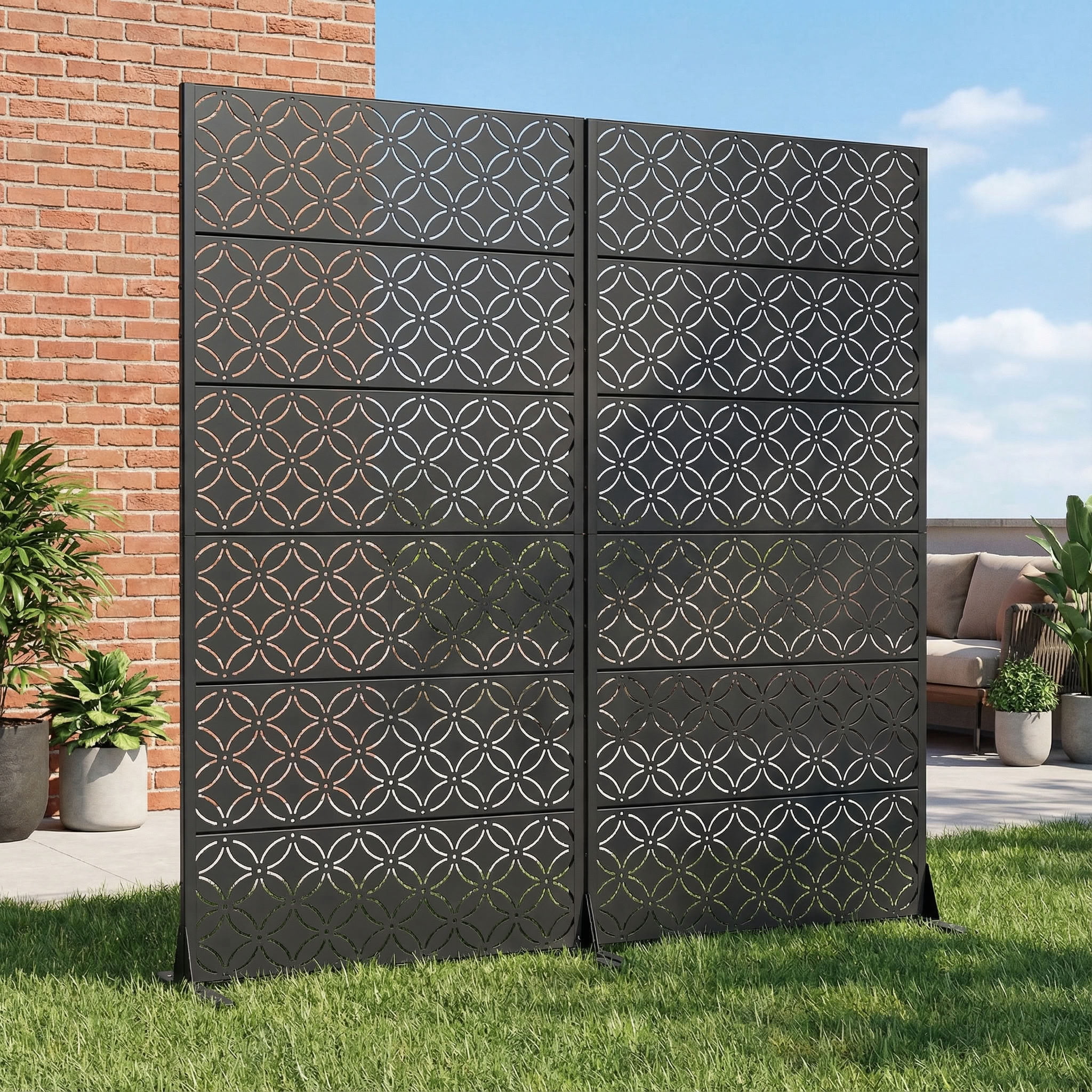 MAYEERTY 72*35in Outdoor Privacy Screen, View Blocking Metal Privacy Panel, Privacy Divider for Patio, Balcony, Backyard, Garden