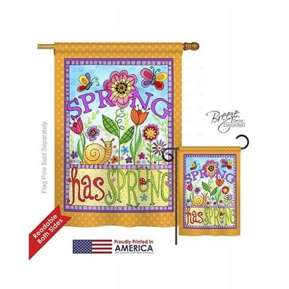 Breeze Decor 04087 Floral Bugs Spring 2-Sided Vertical Impression House Flag - 28 x 40 in.
