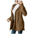 thumbnail image 3 of Levmjia Women Hooded Coat Fall Winter Warm Fashion Solid Color Long Sleeve Button Cardigan Casual Plush Tops Daily Wear Work Holiday, 3 of 9