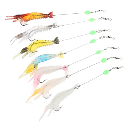 7 Pcs Artificial Lures Silicone Shrimp Fishing Lures Swimbait Simulation Soft Shrimp Baits Fishing Tackle