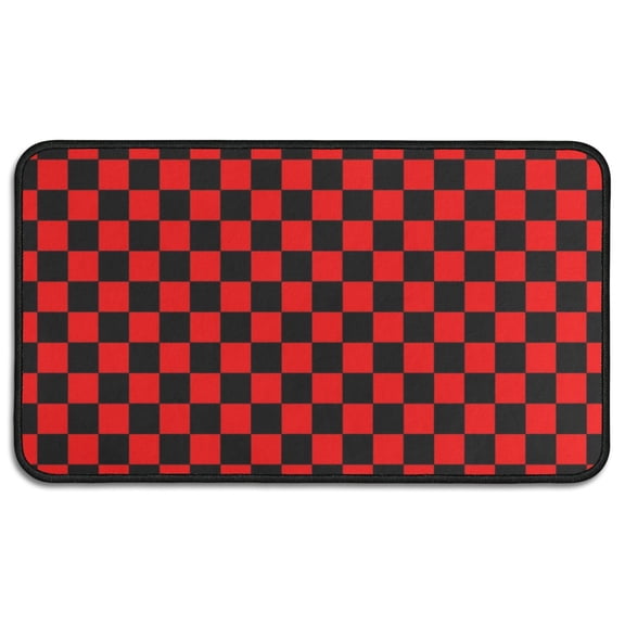 Red and Black Checkered Pattern Door Rugs,Washable Non Slip Door Mats Indoor,Decorative Door Mats,Entry Mat Indoor for Entrance,Bedroom,Kitchen,Bathroom,30"x17"