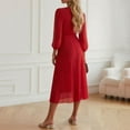 thumbnail image 7 of Enjoytime Fall Dresses for Women 2025 Solid Color V-Neck Long Sleeve Long Dress Elegant formal Wedding Guest Dress Red S, 7 of 7