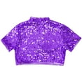 thumbnail image 5 of TiaoBug Kids Girls Shiny Sequined Crop Top Club Party Disco Shirt Jazz Hip-hop Dance Costume Purple 8, 5 of 7
