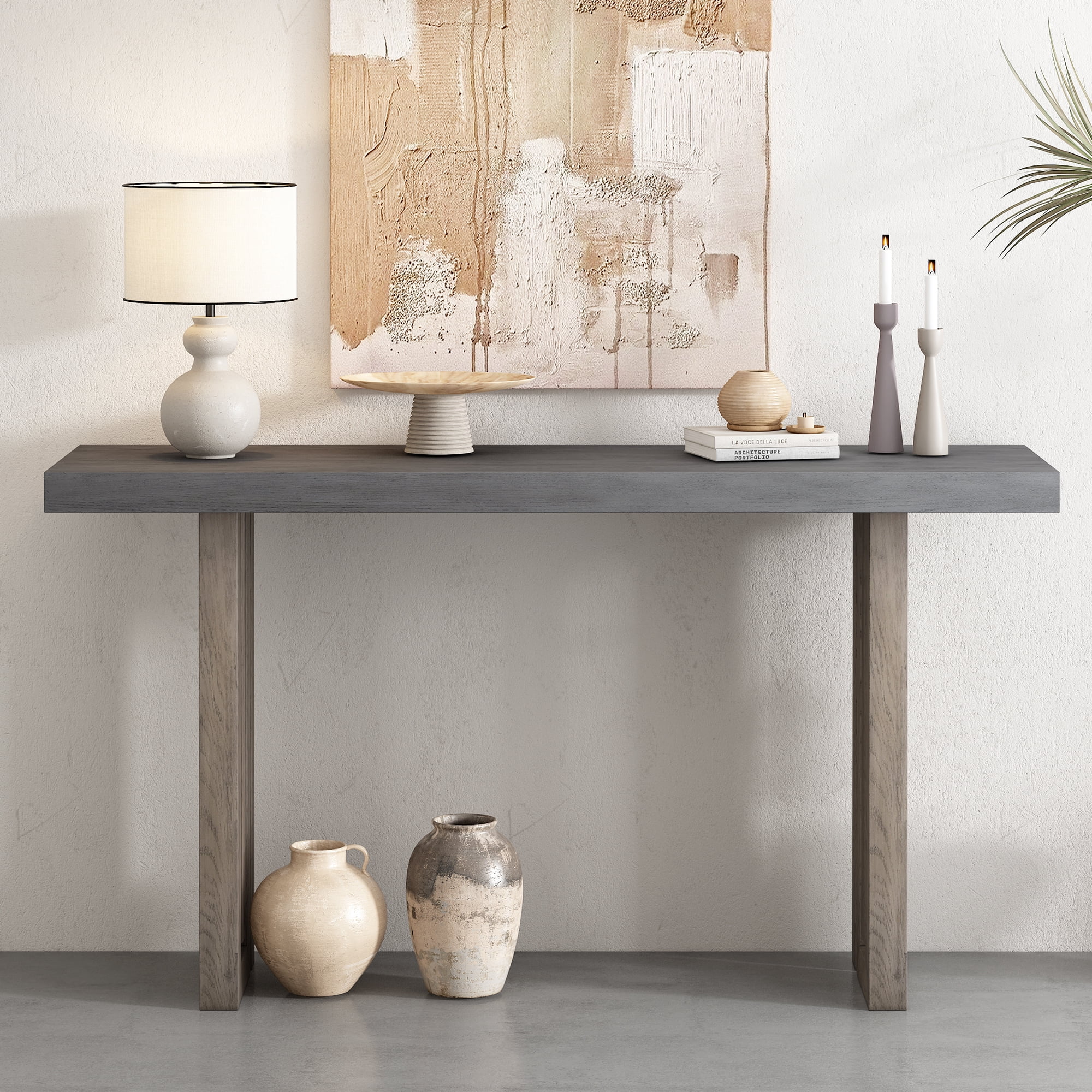 Jopath 59"W Modern Narrow Console Table Wooden Sofa Side Table Entryway Table with Storage Shelf for Living Room,Entryway,Gray