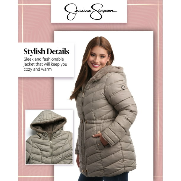 Jessica simpson cozy faux fur lined hooded jacket outlet