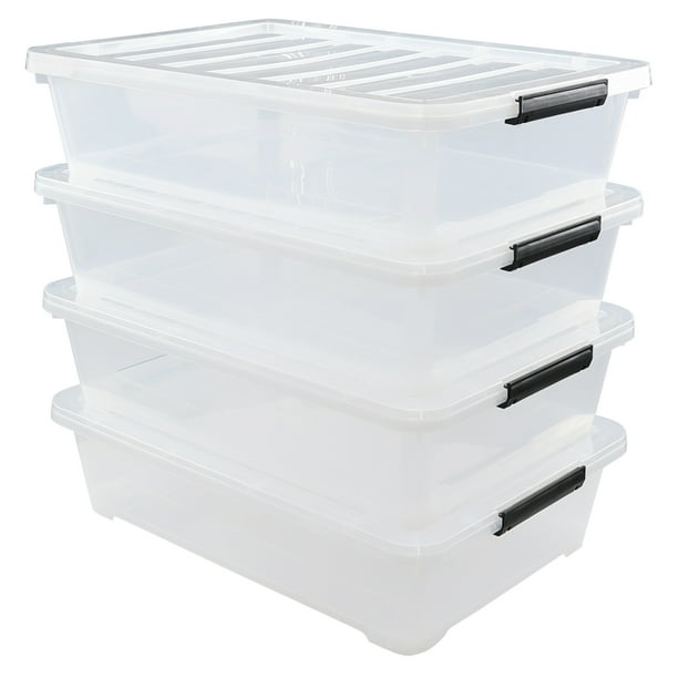 Jekiyo 40 Quart Clear Plastic Underbed Storage Containers with Wheels ...