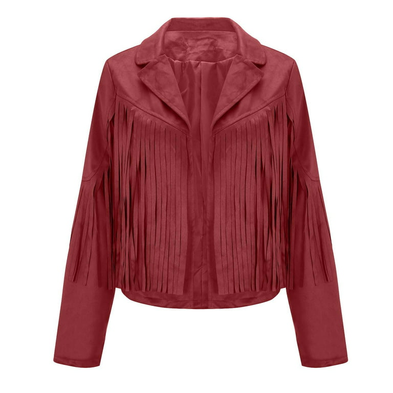 Topshop long faux leather coat with faux fur trim in red