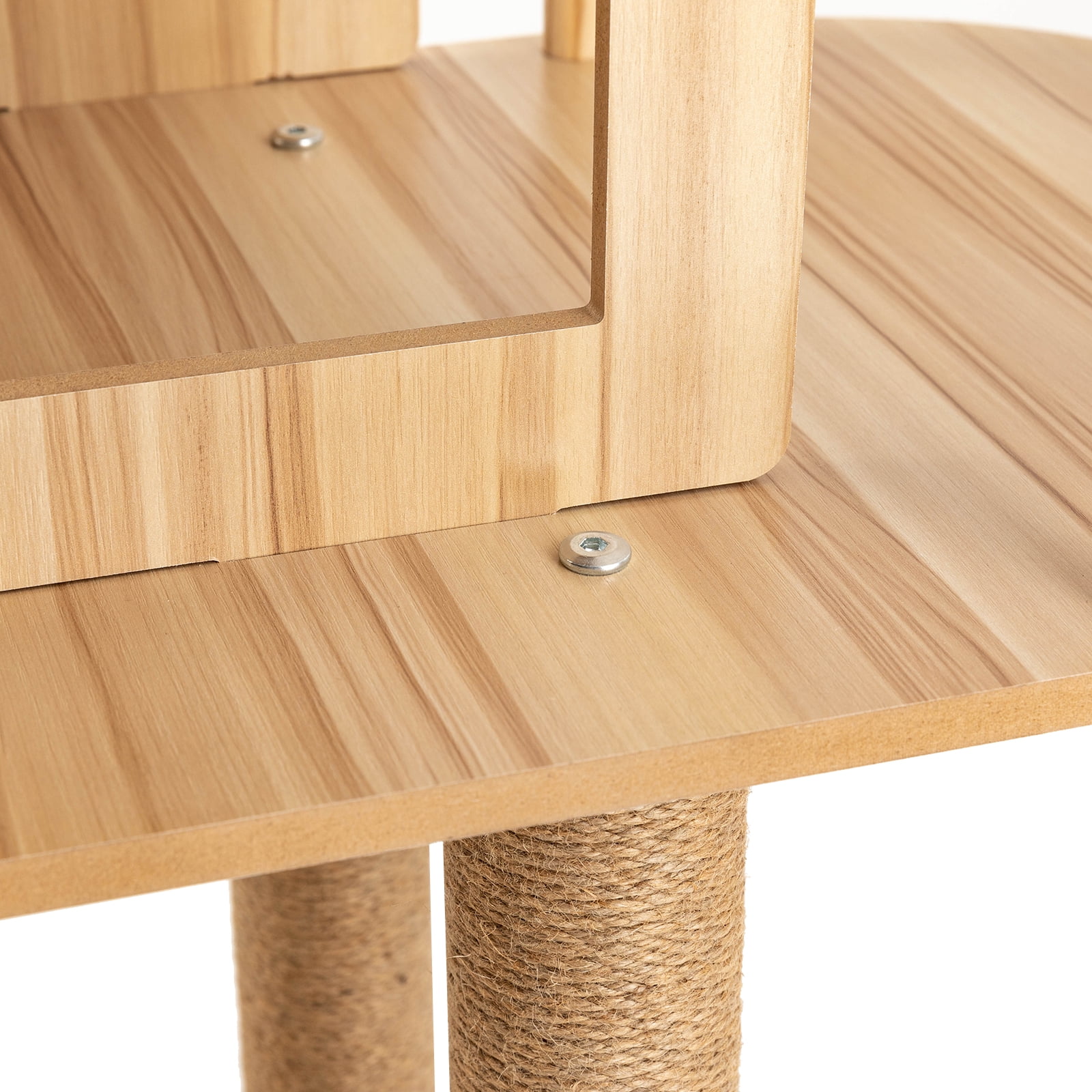 Wildnix Cat Tree with Fence Design, Comfortable Cushion for Cats, Safe Viewing Platform, Modern MDF Construction with Hemp Rope and Acrylic