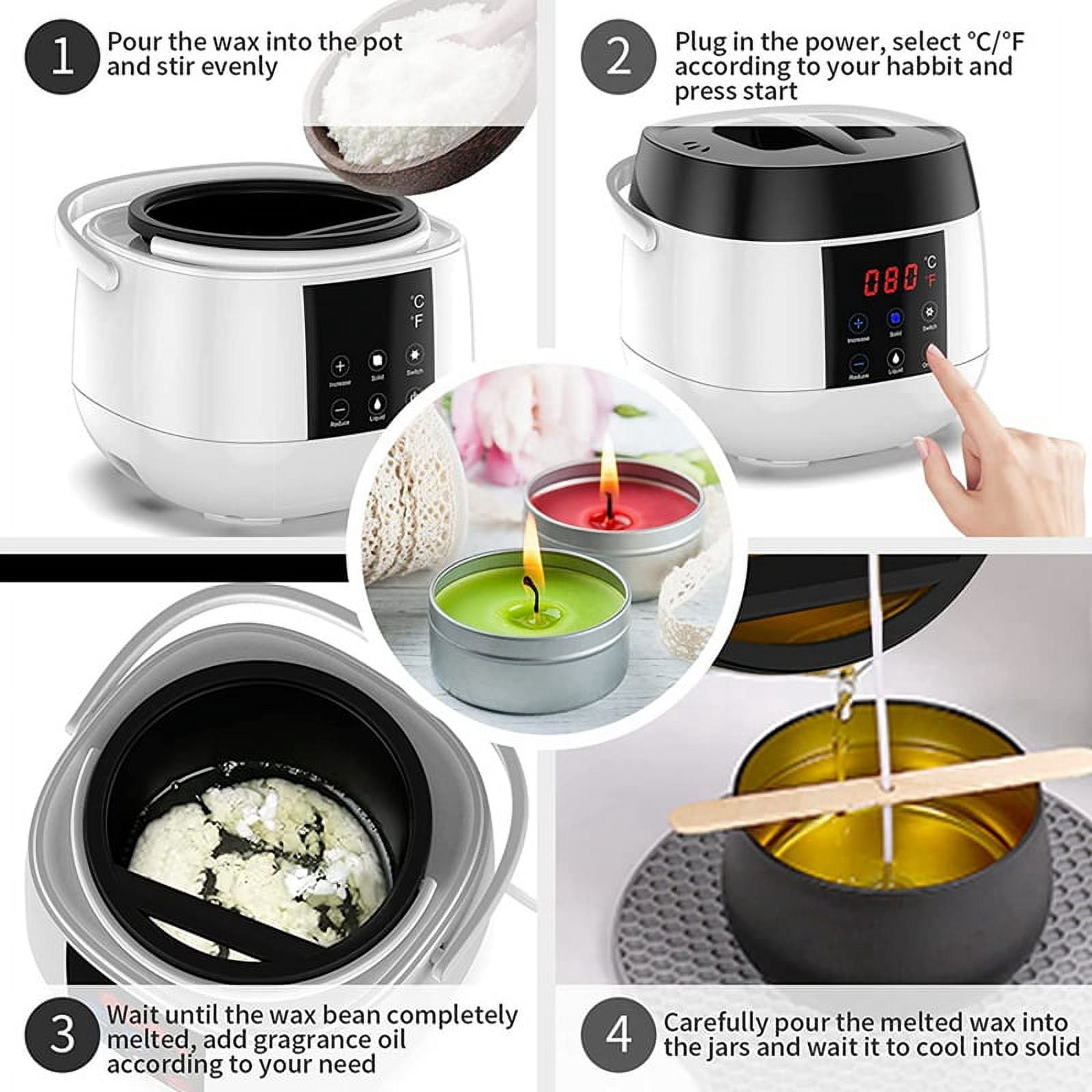 Candle Making Wax Melting Pot,Wax Melter for Candle Making,LED Temperature Display for Adults Beginner,Soy Wax US Plug
