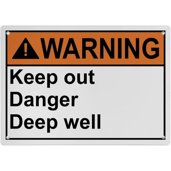 Keep Out Sign - Danger Deep Well, Industrial Caution Danger Sign 8"x12" UV Resistant for Indoor Outdoor Workplace
