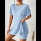 thumbnail image 5 of Conjunto de Dos Piezas de Corta para Mujer, con Camiseta Oversize y Shorts Estilo Biker, Color Azul , Talla S, 5 of 7