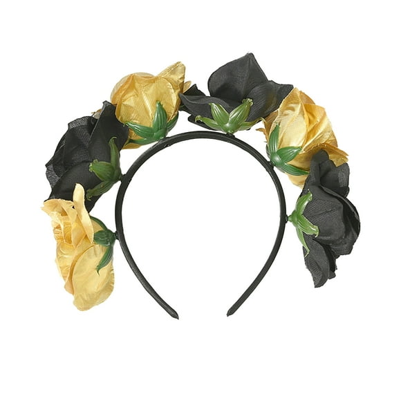 Visland Mardi Gras Women Headband Colorful Faux Rose Headpiece Party Headband Flower Crown Accessories for Teens Adults Carnival Party Costume