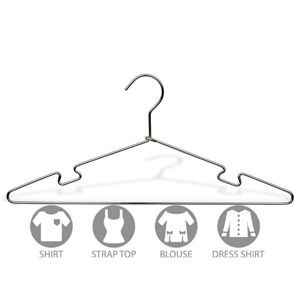 The Great American Hanger Company Polished Chrome Metal Top Hanger with Notches (Box of 100)
