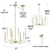 LNC 8-Light Matte Gold Modern/Contemporary Candle LED Dry rated Chandelier for Living Room