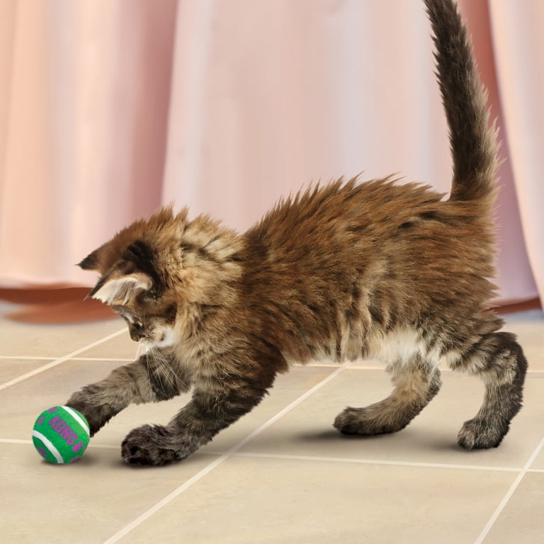 KONG Active Tennis Balls Cat Toy with Bells, 3-Pack photo 3