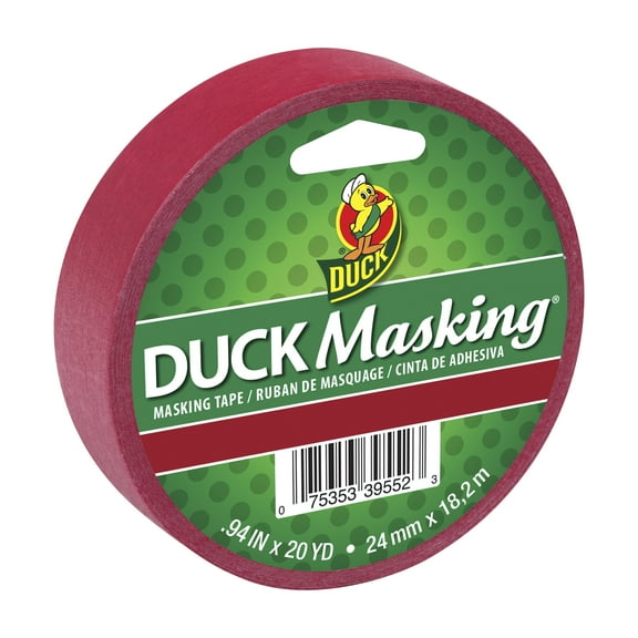 Duck Brand Color Masking Tape, 0.94 in. x 20 yd., Red, 1 Roll