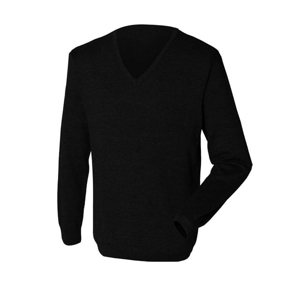 Henbury Mens 12 Gauge Fine Knit V-Neck Jumper/Sweatshirt