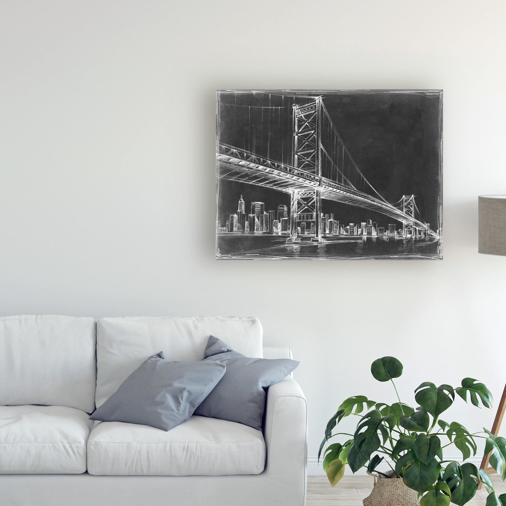 Trademark Fine Art 'Suspension Bridge Blueprint III' Canvas Art by Ethan Harper