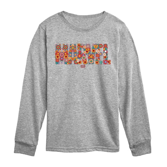 Marvel - Floral Logo - Youth Boys Long Sleeve Graphic T-Shirt