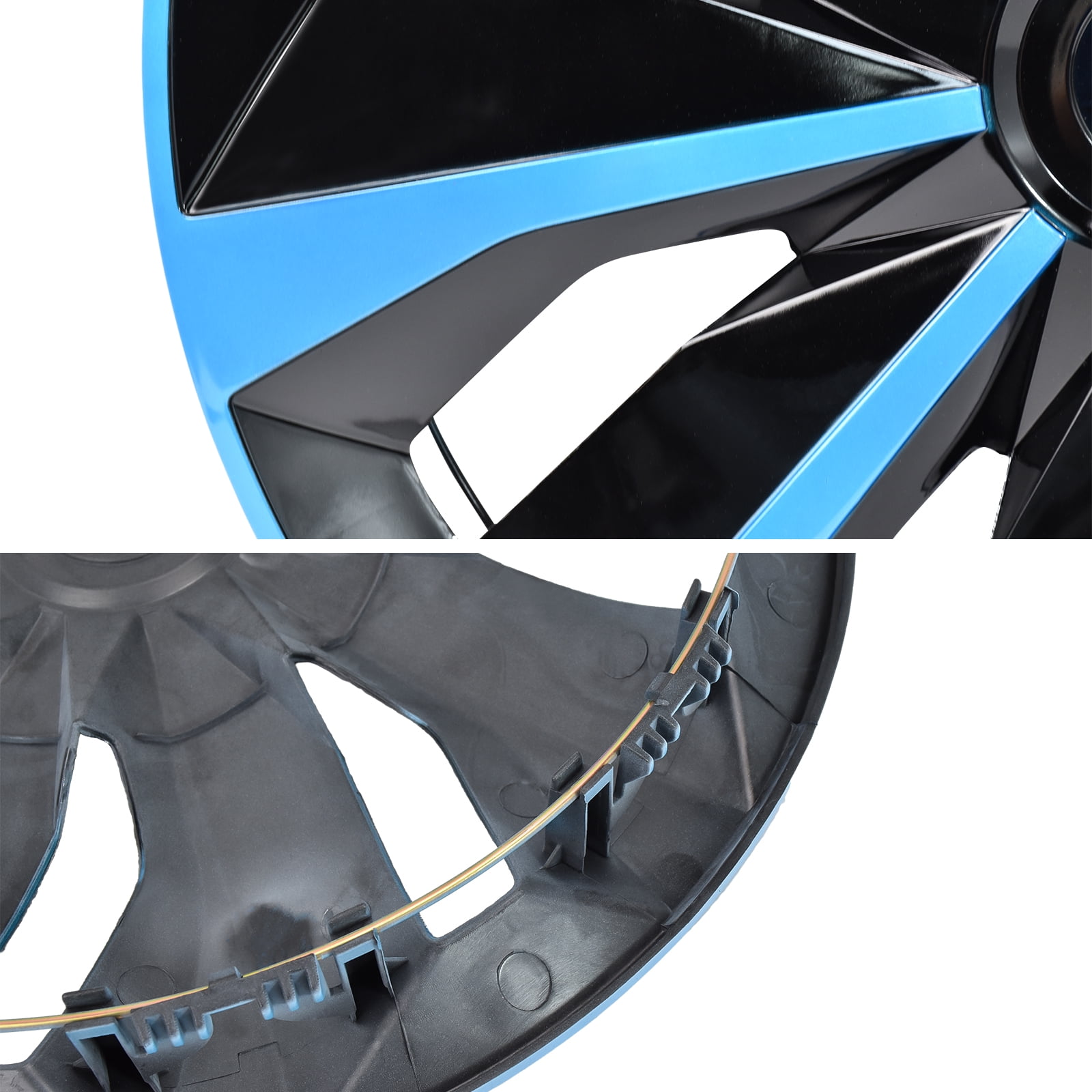 Hex Autoparts 16" Hub Caps set of 4 fits R16 Tire & Steel Full Rim, Universal 4 Pack 16 inch Snap On Full Hub Cap Wheel Covers Black & Blue A-Type