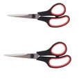 thumbnail image 1 of Tijeras de acero inoxidable afiladas para ahorrar trabajo, tijeras para arte de costura, suministros de oficina, 8,5 pulgadas, rojo, negro, 2 uds., 1 of 5