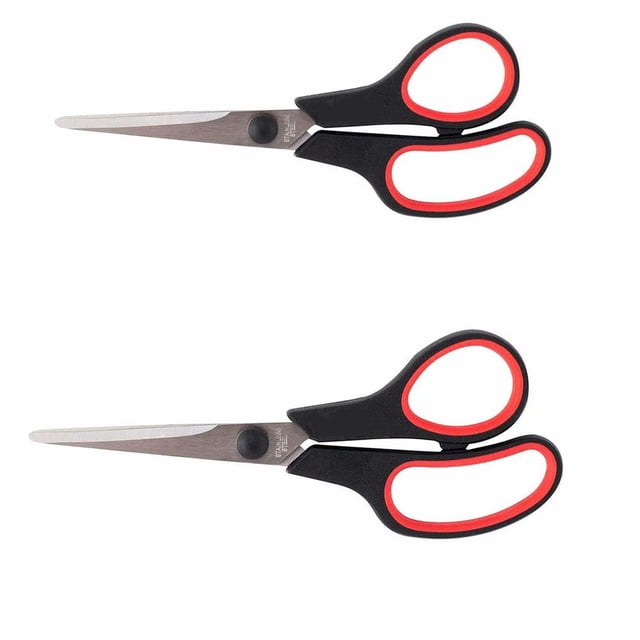Tijeras de acero inoxidable afiladas para ahorrar trabajo, tijeras para arte de costura, suministros de oficina, 8,5 pulgadas, rojo, negro, 2 uds.