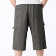 thumbnail image 3 of TAIAOJING Men's Relaxed Straight-Fit Pants Casual Solid Mid Waist Elastic Mid Waist Loose Cargo Shorts Multi Pockets Bottoms, 3 of 6