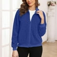 thumbnail image 2 of IWRICH Women's Sherpa Jacket Fuzzy Warm Zip up Comfy Coat Winter Outerwear with Pockets Blue XXL, 2 of 5