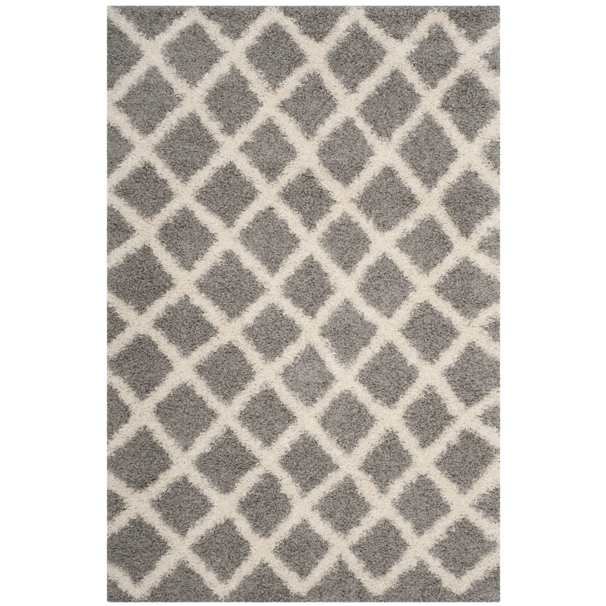 SAFAVIEH Dallas Jerrie Geometric Shag Area Rug, Grey/Ivory, 8'6" x 12'