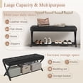 thumbnail image 5 of Dycanpo 44.5" End of Bed Bench,Faux Leather Upholstered Bench with Shoe Shelf, Black, 5 of 11