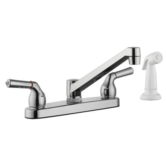 Home Plus Classic Two Handle Kitchen Faucet with Deck Mount Side Sprayer, Chrome