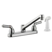Home Plus Classic Two Handle Kitchen Faucet with Deck Mount Side Sprayer, Chrome
