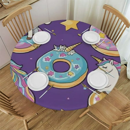 

SHERONV Unicorns Round Tablecloth 100% Polyester Stain Resistant & Washable for Indoor Outdoor Dining Parties Kitchen Wedding - Multiple Sizes Available 42 -46