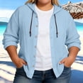thumbnail image 6 of Lmnyox Plus Size Jacket for Women Lightweight Button Down Hooded Shirt Jacket Fashion Casual Hoodies Spring Outerwear, 6 of 7