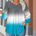 thumbnail image 5 of Heisall Womens Plus Size Tops Long Sleeve Round Neck Loose Casual Ombre T-Shirts Home Daily Wear, 5 of 6