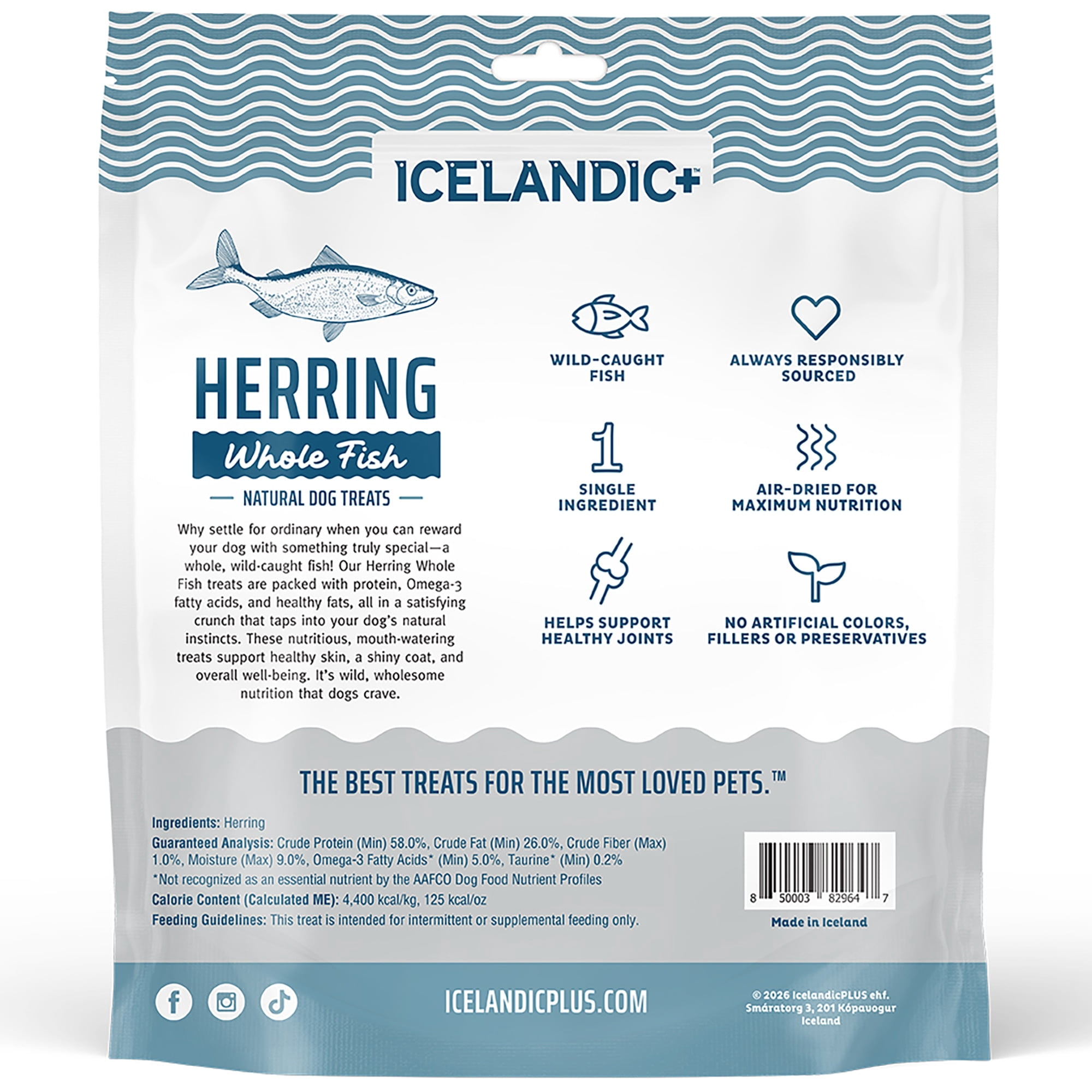 Icelandic+ Whole Fish Herring - 9oz Bag - Dog Treats, Pure Wild-Caught Air-Dried Fish, Single Ingredient Snack, Pet Chew, Just The Fish Nothing Else