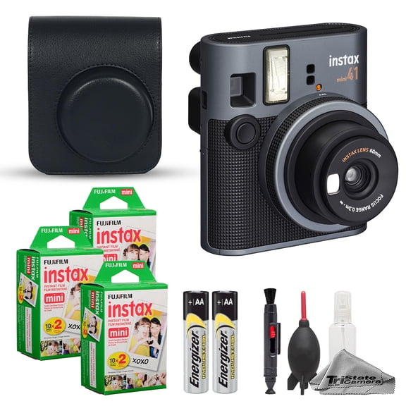 Fujifilm Instax Mini 41 Instant Film Camera (Black)   Case   Instax Mini Instant Film (60 Sheets)   Cleaning Kit