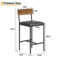 thumbnail image 5 of MIUUKA Upholstered Bar Stools,Set of 2 with Back Support & Footrest – Rustic Brown Counter Height Stools for Kitchen Island,Retro Color, 5 of 5