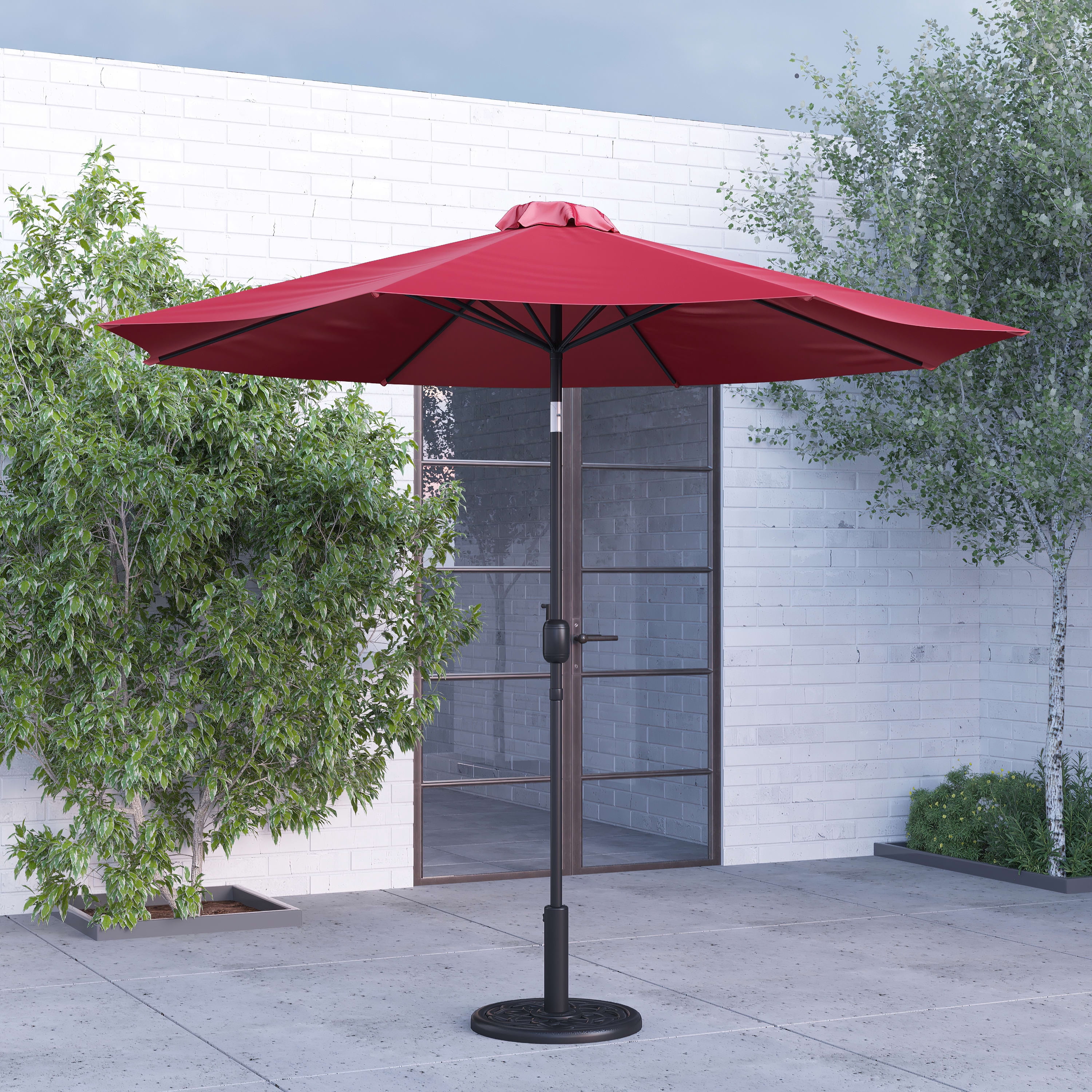 Merrick Lane 30 LB. Universal Cement Patio Umbrella Base with Black Weatherproof Polymer Coating