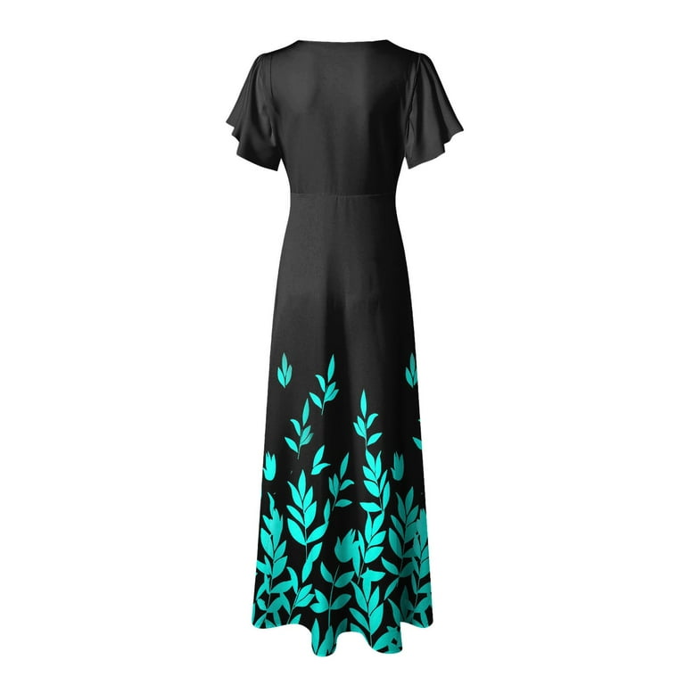 green floral dress amazon vigerkar Beach Dresses for Women,2025 Summer Trendy Elegant Wrap V Neck  Floral Boho Dress,Flowy Ruched Hawaiian Maxi Dress Mint Green, M