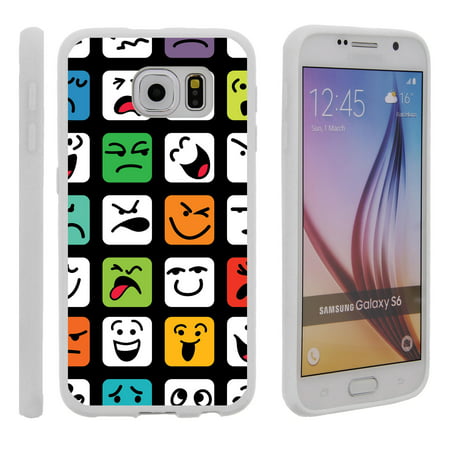 Samsung Galaxy S6 G920, Flexible Case [FLEX FORCE] Slim Durable TPU Sleek Bumper with Unique Designs - Emojis (Best Emoji App For Galaxy)