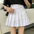 thumbnail image 3 of Clearance Girls Women High Waisted Pleated Skirt Plain Plaid A-line Mini Skirt Skater Tennis School Uniform Skirts Lining Shorts, 3 of 5