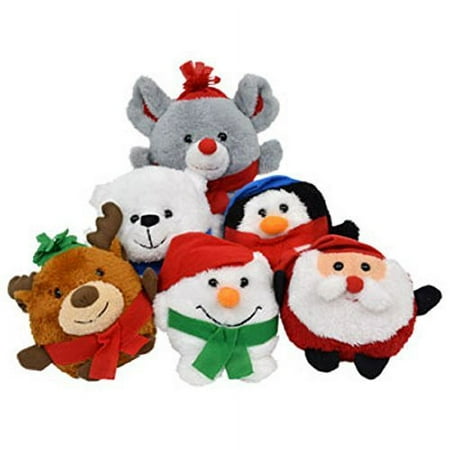 Bundle: 6 Items - Plush Christmas Roly-Poly Pals, 5 Inch