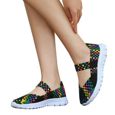 

Fashion Women Casual Running Shoes Breathable Woven Mesh Fabirc Soft Sneakers women dancing daily running women sneakers women casual shoes comfortable breathable Breathable Woven Black 37