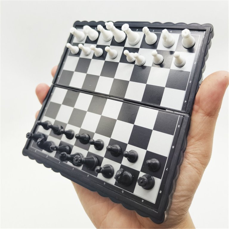 Essential Presence Magnetic Travel Chess Set - Wooden Folding Board With Digital Timer, Portable Game For Kids & Adults