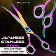 thumbnail image 3 of Professional 9.5-inch Curved Afro and Beard Barber Shears - Rainbow Finish, Rainbow Hair Cutting Shears with Adjustable Tension Screw, Precision Curved Blades, Offset Ergonomic Handle, Salon & Pet Gr, 3 of 10